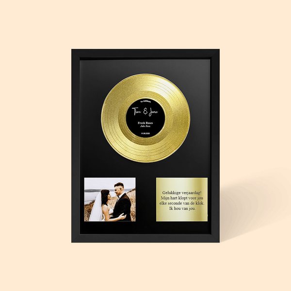 Gepersonaliseerde Vinyl Record Frame met Tekst en Foto Thuisdecoratie Trouwen Jubileum Herdenkingscadeau voor Koppel