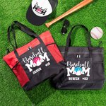 Gepersonaliseerde Ice Cream Baseball Mom Grote Mesh Draagtas met Naam en Nummer Moederdag Verjaardag Sportevenement Reisbenodigdheden Cadeau voor Mama