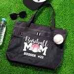 Gepersonaliseerde Ice Cream Baseball Mom Grote Mesh Draagtas met Naam en Nummer Moederdag Verjaardag Sportevenement Reisbenodigdheden Cadeau voor Mama