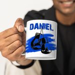 Personalisierte Multicolor Boxhandschuh Design 11/15oz Keramik Becher mit Namen Geburtstag Urlaub Geschenk für Sport Boxen Liebhaber