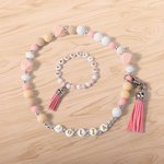 Collier pour chien et chat avec perles en silicone et bracelet avec nom et pompon Cadeau d'anniversaire pour le propriétaire de l'animal de compagnie