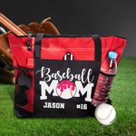 Gepersonaliseerde Ice Cream Baseball Mom Grote Mesh Draagtas met Naam en Nummer Moederdag Verjaardag Sportevenement Reisbenodigdheden Cadeau voor Mama