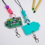 Personalized Glitter Rainbow Crayon Beads Shaker Lanyard with Name Appreciation Back to School Gift for Teacher