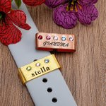 Personalized 1-5 Birthstones Watch Band Charm with Engraved Name Smartwatch Accessories Mother's Day Birthday Gift for Mom Grandma