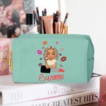 Personalizado lápiz labial de dibujos animados Chica Bolsa de maquillaje de cuero con nombre Esenciales de viaje portátil Cumpleaños Novia Regalo para Niñas Mujeres