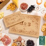 Personalised Engraved Butterfly Floral Edge FSC Bamboo Charcuterie Chopping Board with Initials and Juice Groove Wedding Housewarming Gift for Couples