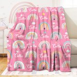 Personalizzato colorato arcobaleno morbido lancio coperta con nome Home Decor Compleanno Baby Shower regalo per neonato ragazza ragazzo