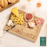 Personalised Engraved Butterfly Floral Edge FSC Bamboo Charcuterie Chopping Board with Initials and Juice Groove Wedding Housewarming Gift for Couples