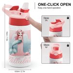 Personlig Fantasy Ocean Mermaid Initial 12oz Kid Isolert vannflaske med håndtak og silikon sugerør Bursdag tilbake til skolen Gave til jenter
