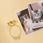 Personalizzato inciso 1-4 Cat Dog Pet Photo Ring Memorial Gioielli Sympathy Pet Day Gift for Pet Lover