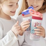 Personlig Fantasy Ocean Mermaid Initial 12oz Kid Isolert vannflaske med håndtak og silikon sugerør Bursdag tilbake til skolen Gave til jenter