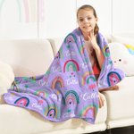 Personalizzato colorato arcobaleno morbido lancio coperta con nome Home Decor Compleanno Baby Shower regalo per neonato ragazza ragazzo