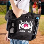 Gepersonaliseerde Ice Cream Baseball Mom Grote Mesh Draagtas met Naam en Nummer Moederdag Verjaardag Sportevenement Reisbenodigdheden Cadeau voor Mama