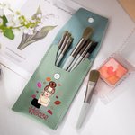 Personalisierte Lippenstift Cartoon Mädchen Make-up Pinsel Tasche Set mit Namen und 8 Stück Make-up Pinsel Geburtstag Braut Dusche Geschenk für Mädchen Frauen