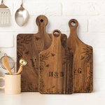 Personalised Engraved Floral Initials Wooden Reversible Charcuterie Chopping Board with Grip Housewarming Wedding Gift for Couple