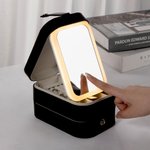 Portagioie in pelle PU portatile da viaggio personalizzato con nome e fiore di nascita specchio LED regalo di San Valentino per donne