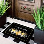 Felpudo de bienvenida personalizado con girasol, rosa y texto Floristería Decoración para el hogar Regalo de inauguración para amantes de la jardinería