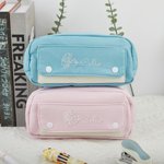 Ricamo personalizzato Nascita Fiore Nome Astuccio per matite con tasca e astuccio con cerniera Fornitura scolastica Compleanno Regalo di ritorno a scuola per bambini Studenti