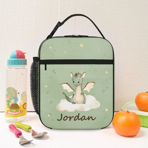 Sac à Repas Isotherme Personnalisé avec Nom et Motif de Dragon Cadeau Anniversaire pour Enfants