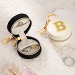 Personalised Mini PU Leather Initial or Name Keychain Ring Holder with Zipper Travel Gym Accessories Wedding Birthday Gift for Women
