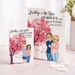 Personalised Love Tree Cartoon Hugging Couple Building Brick Puzzles with Name and Date Valentine's Day Anniversary Gift for Couple