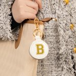 Personalised Mini PU Leather Initial or Name Keychain Ring Holder with Zipper Travel Gym Accessories Wedding Birthday Gift for Women