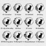 Spersonalizowany stempel do wytłaczania z imieniem i nazwiskiem Cat Silhouette Moon Birth Flower Ręczny stempel do wytłaczania z imieniem i nazwiskiem Urodzinowy prezent dla czytelników moli książkowy