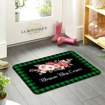 Felpudo de bienvenida personalizado con girasol, rosa y texto Floristería Decoración para el hogar Regalo de inauguración para amantes de la jardinería