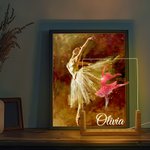 Personalized Colorful Faux Glitter Ballet Hip Hop Girl Name LED Night Light with Wooden Base Room Decor Birthday Gift for Ballerinas Dance Lovers