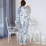 Personalisierte luxuriöse Französisch Landschaft lange Ärmel Pyjama Set mit anfänglichen Monogramm Geburtstag Brautjungfer Geschenk für Frauen