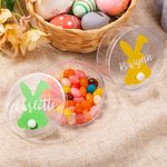 Conejito de Pascua personalizado con cola de algodón Caja de caramelos con nombre Regalo de Pascua para niños