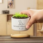 Personalised Pet Paw Name Ceramic Succulent Planter Pot with Drainage Hole and Bamboo Base Home Decor Pet Loss Sympathy Gift for Cat Dog Owner Lover