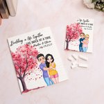 Personalised Love Tree Cartoon Hugging Couple Building Brick Puzzles with Name and Date Valentine's Day Anniversary Gift for Couple