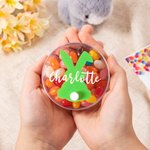 Conejito de Pascua personalizado con cola de algodón Caja de caramelos con nombre Regalo de Pascua para niños