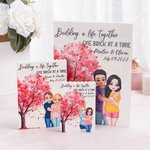 Personalised Love Tree Cartoon Hugging Couple Building Brick Puzzles with Name and Date Valentine's Day Anniversary Gift for Couple