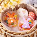 Conejito de Pascua personalizado con cola de algodón Caja de caramelos con nombre Regalo de Pascua para niños