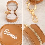 Personalised Mini PU Leather Initial or Name Keychain Ring Holder with Zipper Travel Gym Accessories Wedding Birthday Gift for Women