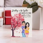 Personalised Love Tree Cartoon Hugging Couple Building Brick Puzzles with Name and Date Valentine's Day Anniversary Gift for Couple