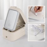 Portagioie in pelle PU portatile da viaggio personalizzato con nome e fiore di nascita specchio LED regalo di San Valentino per donne