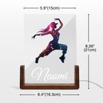 Personalized Colorful Faux Glitter Ballet Hip Hop Girl Name LED Night Light with Wooden Base Room Decor Birthday Gift for Ballerinas Dance Lovers