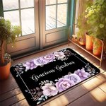Felpudo de bienvenida personalizado con girasol, rosa y texto Floristería Decoración para el hogar Regalo de inauguración para amantes de la jardinería