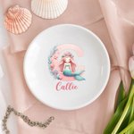 Personalizada Fantasía Sirena Chica de cerámica Baratija Joyería Plato con Nombre Cumpleaños Aniversario Regalo para Mujeres Niñas