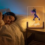 Personalized Colorful Faux Glitter Ballet Hip Hop Girl Name LED Night Light with Wooden Base Room Decor Birthday Gift for Ballerinas Dance Lovers