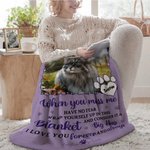 Personalized Miss Me No Fear Paw Print Soft Throw Blanket with Pet Photo and Name Pet Loss Memorial Sympathy Gift for Pet Lover