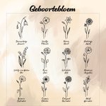 Gepersonaliseerde Geboortebloem PU Leren Portemonnee Draagbare Muntportemonnee met 8 Kaartsleuven Verjaardags Cadeau voor Haar