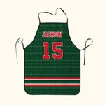 Delantal de deporte a rayas multicolor personalizado con nombre y número Regalo de inauguración de la casa Cumpleaños para chefs amantes del deporte