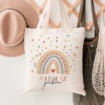 Personalisierte wiederverwendbare Stern Regenbogen Canvas Tasche mit Namen Reisezubehör Geburtstag zurück zu Schule Geschenk für Kinder