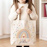 Personalisierte wiederverwendbare Stern Regenbogen Canvas Tasche mit Namen Reisezubehör Geburtstag zurück zu Schule Geschenk für Kinder