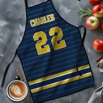 Delantal de deporte a rayas multicolor personalizado con nombre y número Regalo de inauguración de la casa Cumpleaños para chefs amantes del deporte