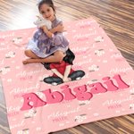 Personalized Pink Daisy Floral Cartoon Character Soft Throw Blanket with Name Home Nursery Decor Birthday Baby Shower Gift for Girls Boys 